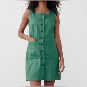 NWOT- Banana Republic linen-blend square-neck mini dress. Size Medium.